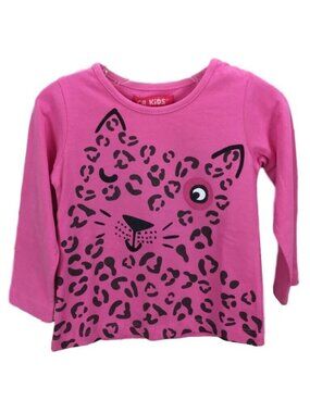 Toddler Girls 2T Top Tiger Kitten Cat Pink Long Sleeve Graphic T-Shirt CR Kids